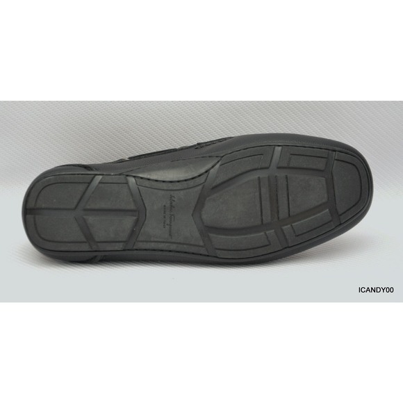 Salvatore Ferragamo Italy Pebbled Leather Moc Driving Loafer Slip-On Black 9 New main image 11